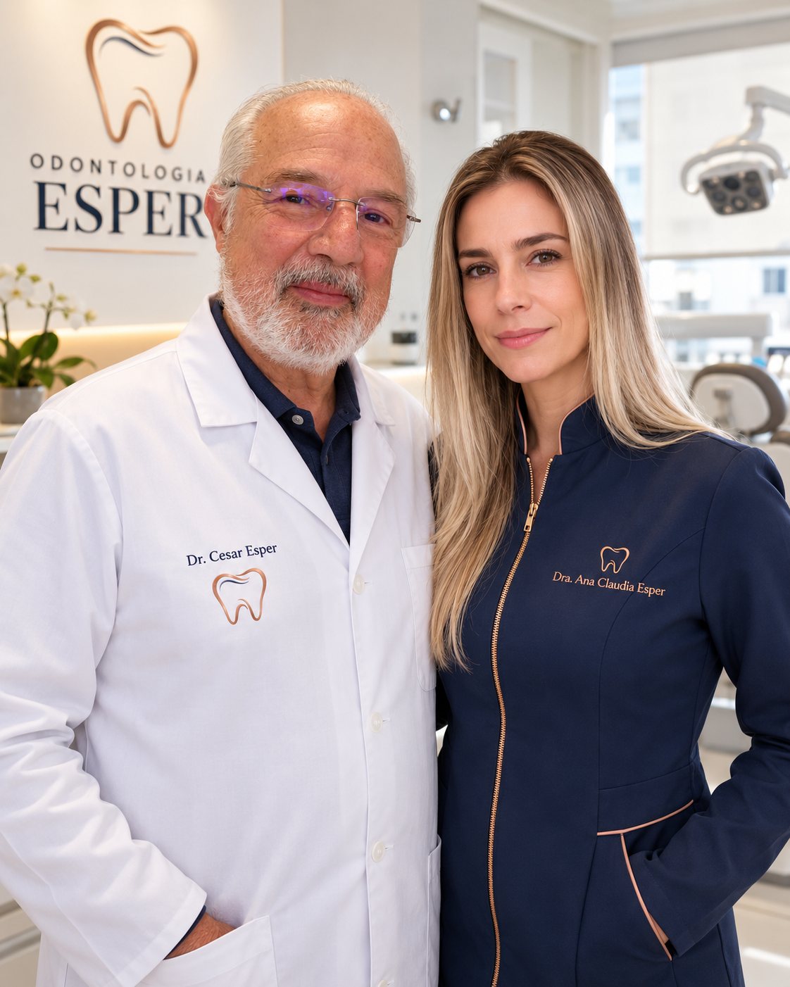 Dr. Cesar Esper e Dra. Ana Claudia Esper lado a lado na clínica